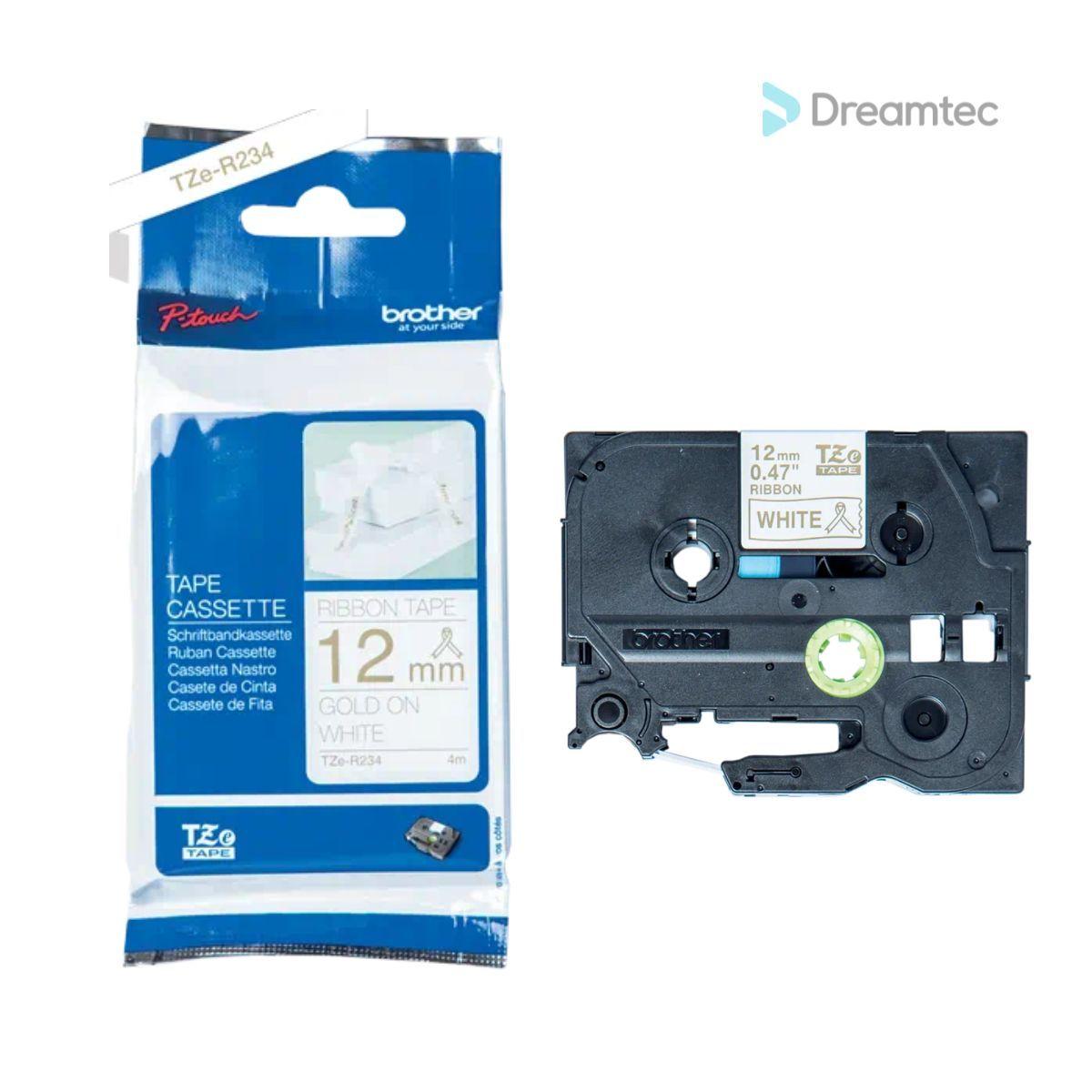 Cinta de raso Brother Dorado sobre blanco 4m-4