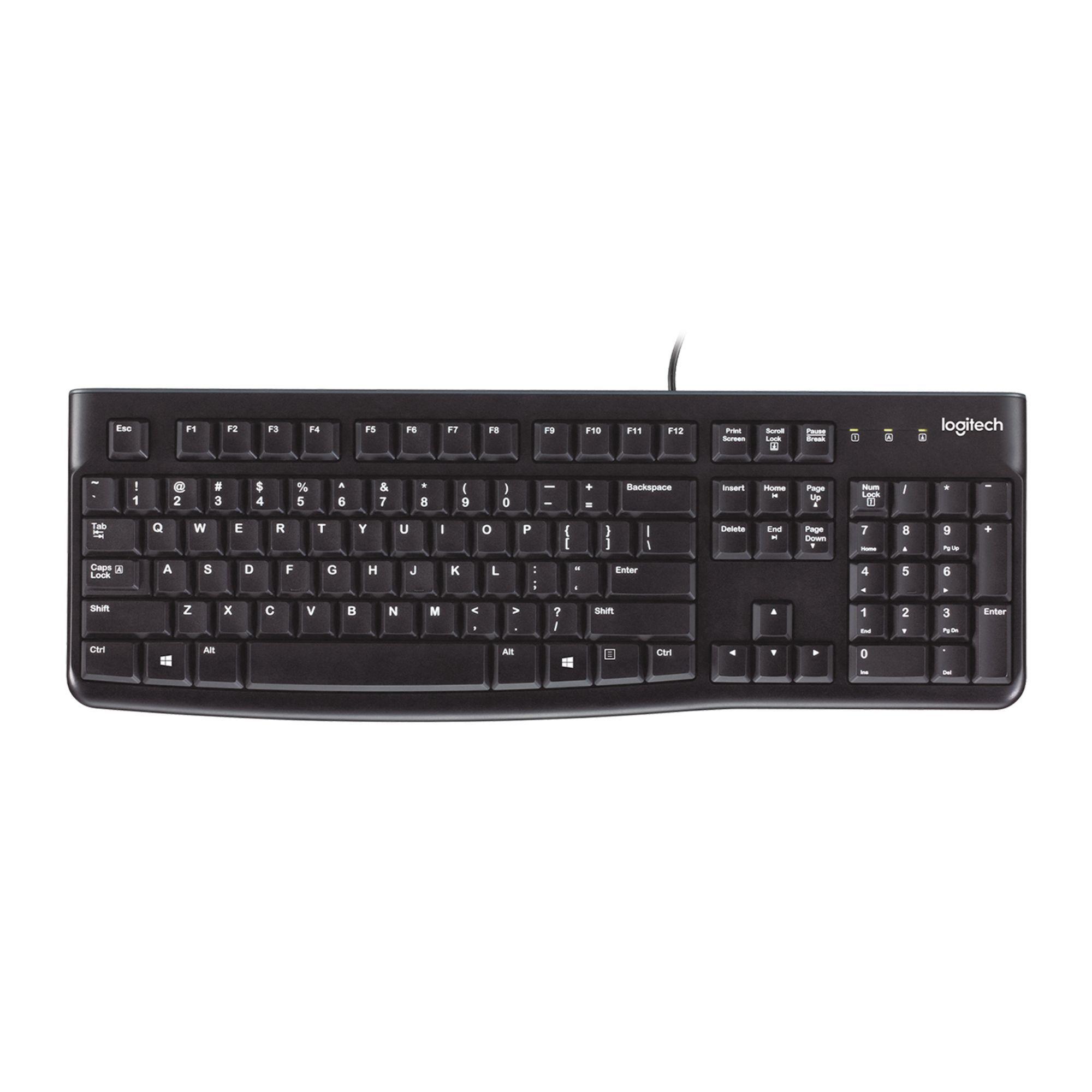 Teclado Logitech K120 Alámbrico Negro PC y Laptop-0