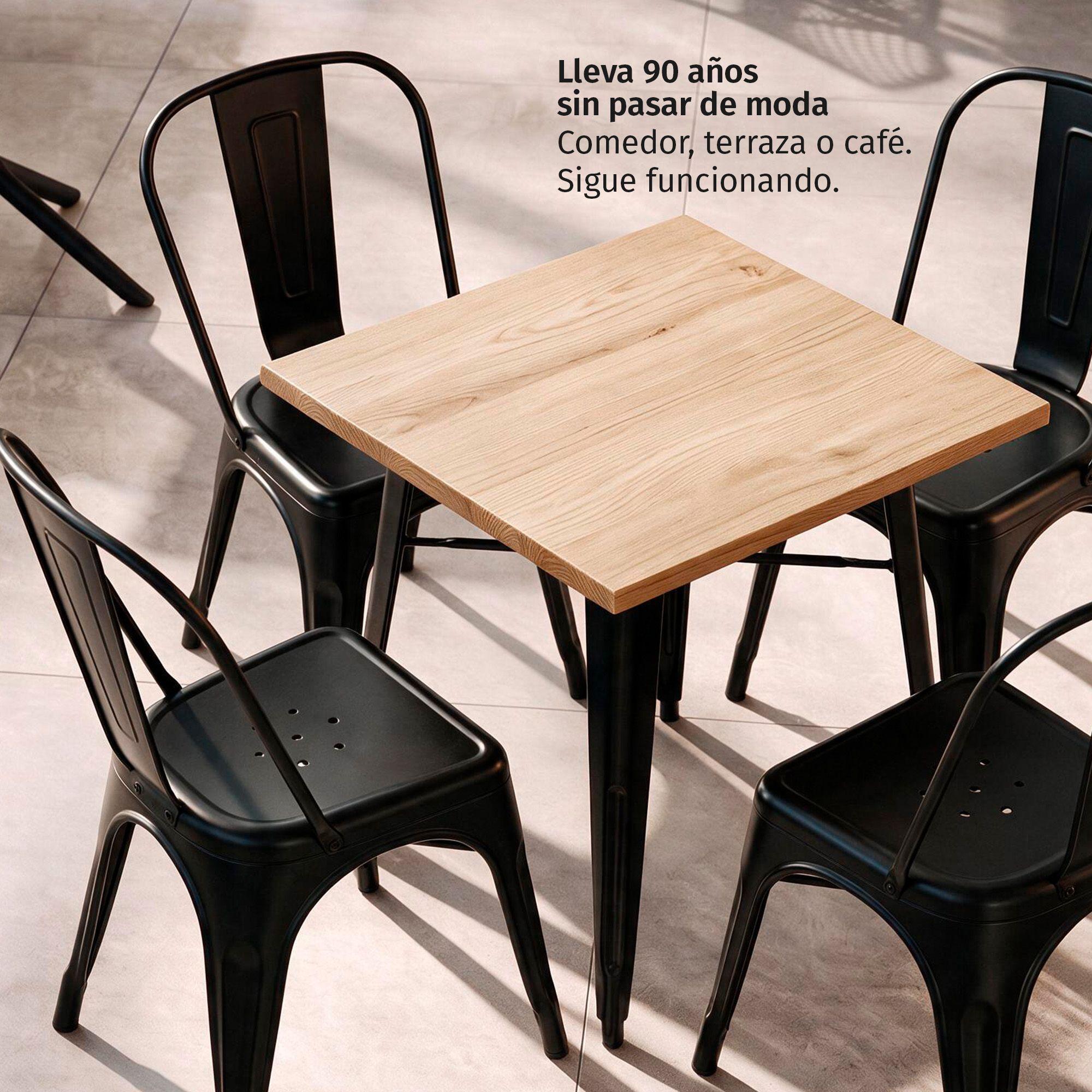 Silla Comedor Terraza Restaurante Apilable Metal Industrial Tolix Negra-3