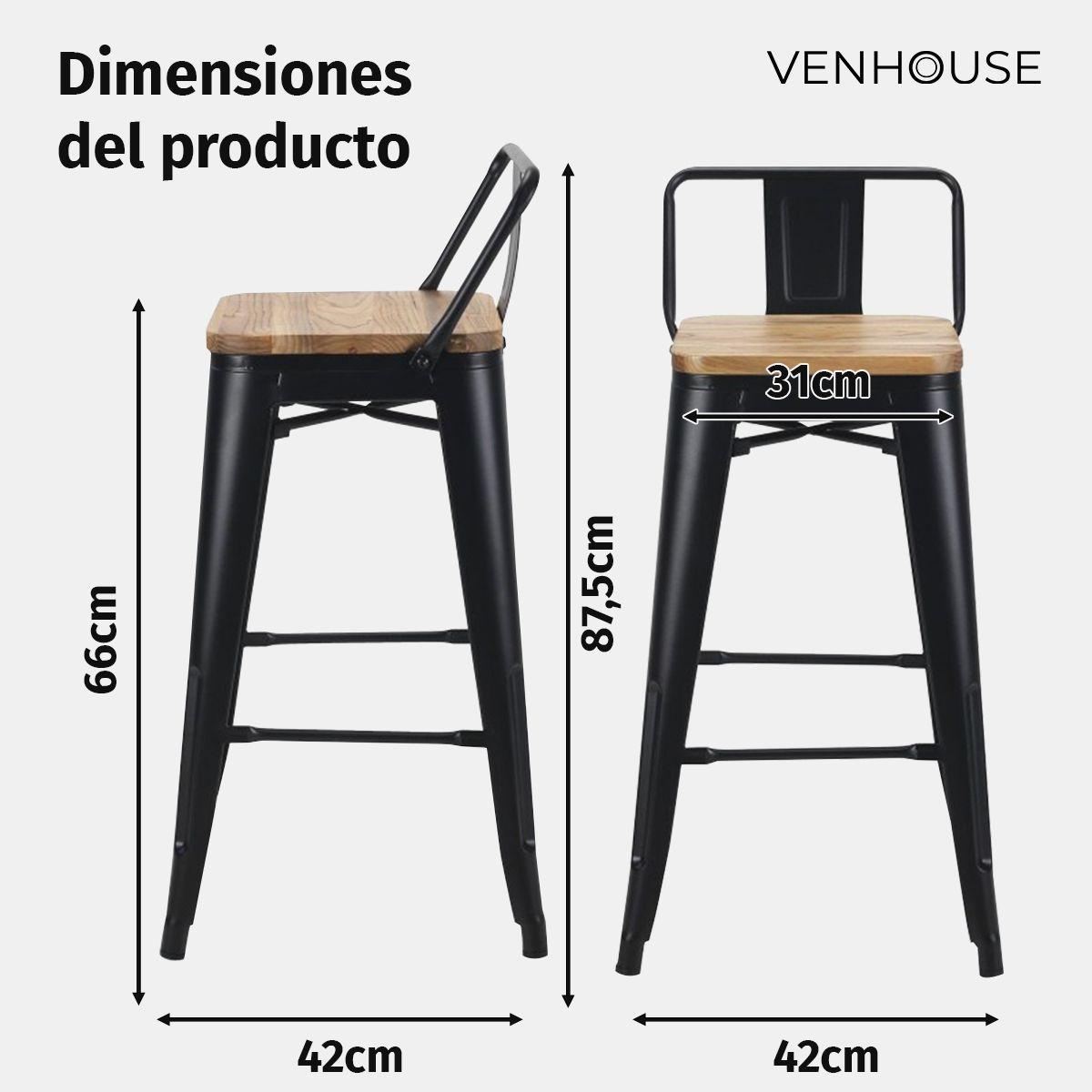 Set Mesa Lorven Madera Clara Altura Ajustable Diámetro 60cm con 2 Taburetes Tolix Madera Oscura-4