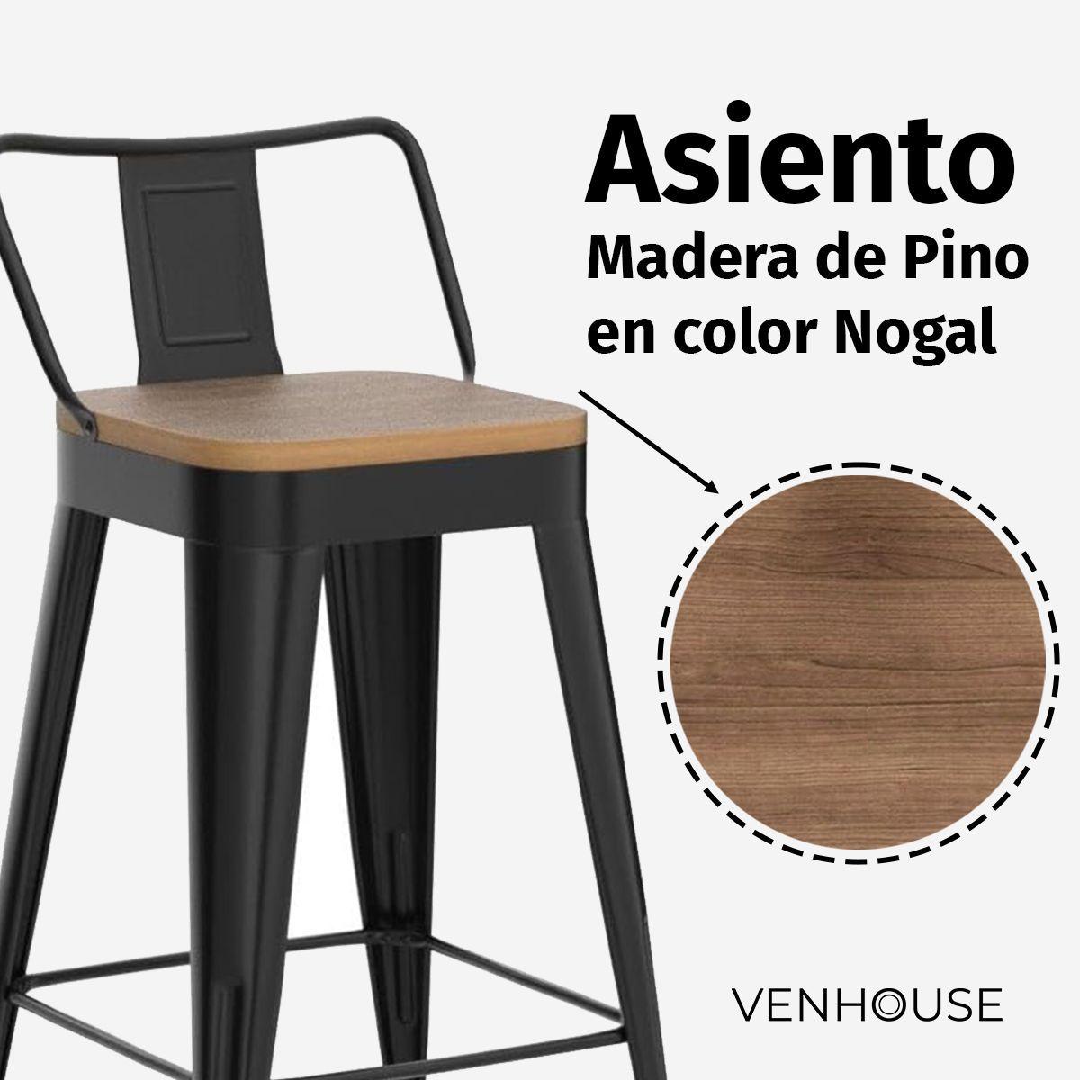 Set Mesa Lorven Madera Clara Altura Ajustable Diámetro 60cm con 2 Taburetes Tolix Madera Oscura-5