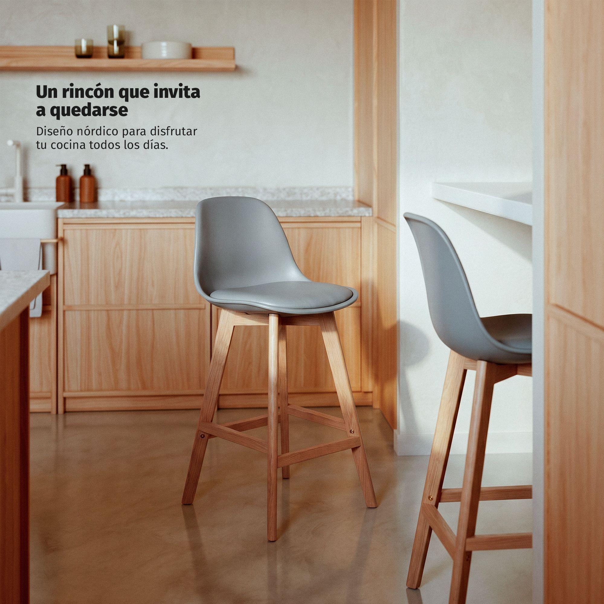Taburete Piso Bar Acolchado Altura 65cm Eames Tulip Gris-1