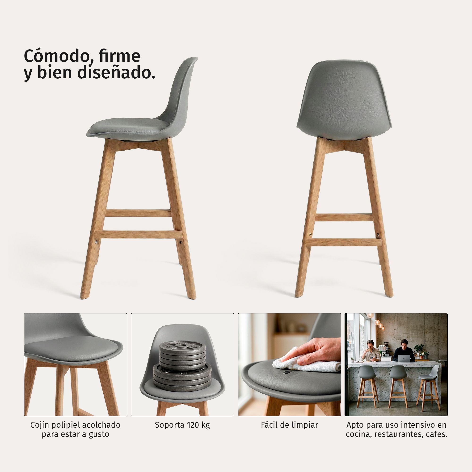 Taburete Piso Bar Acolchado Altura 65cm Eames Tulip Gris-2