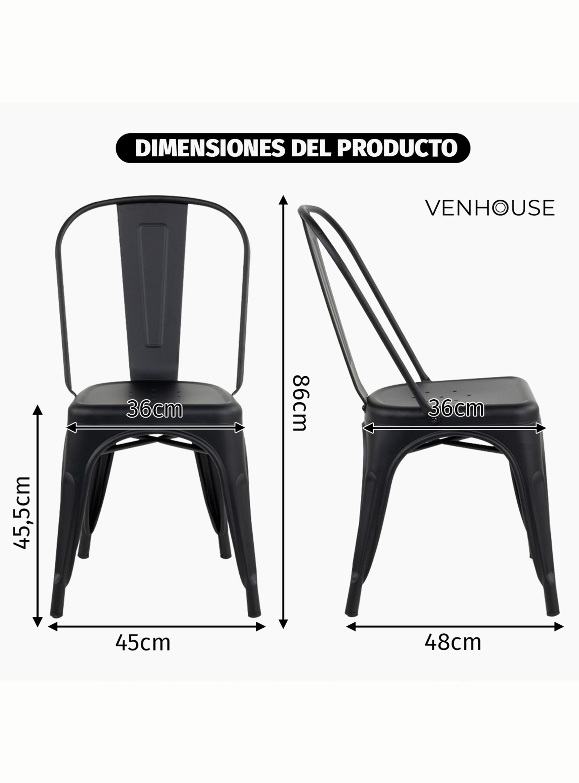Pack 2 Sillas Tolix Comedor Para Restaurantes O Bar Venhouse Negras-3