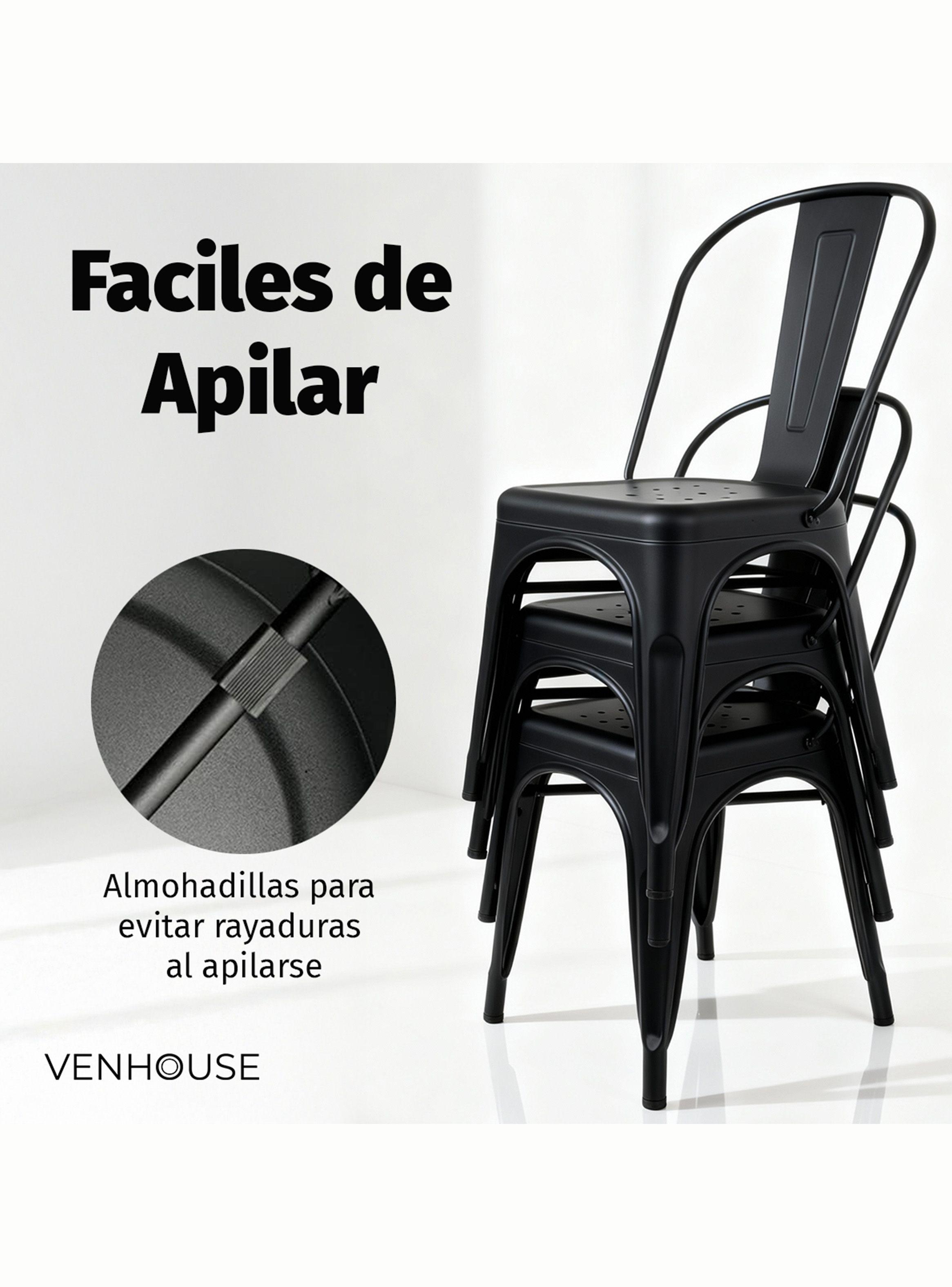 Pack 2 Sillas Tolix Comedor Para Restaurantes O Bar Venhouse Negras-4