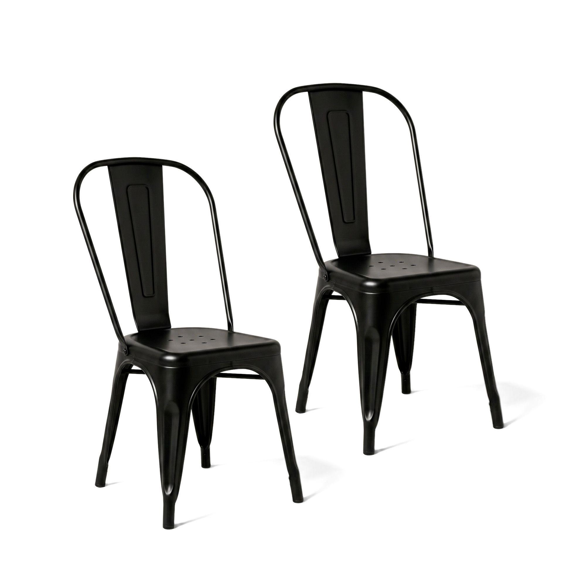 Pack 2 Sillas Comedor Terraza Restaurante Apilables Metal Industrial Tolix Negras -0