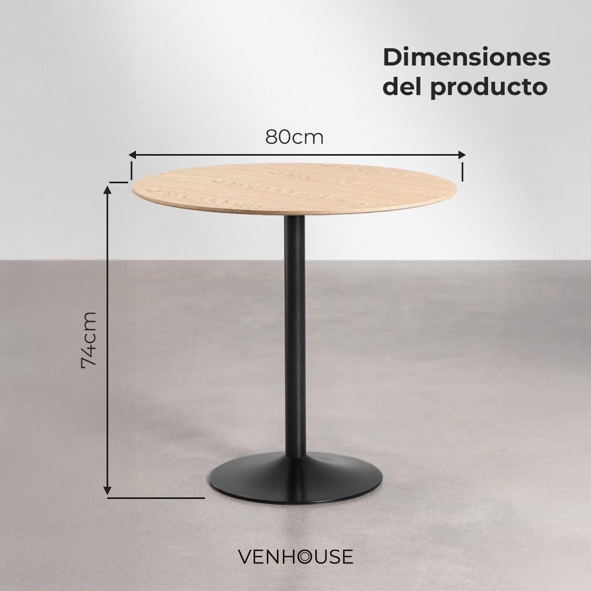 Mesa De Comedor Redonda Nordika Venhoouse Natural 80cm-4