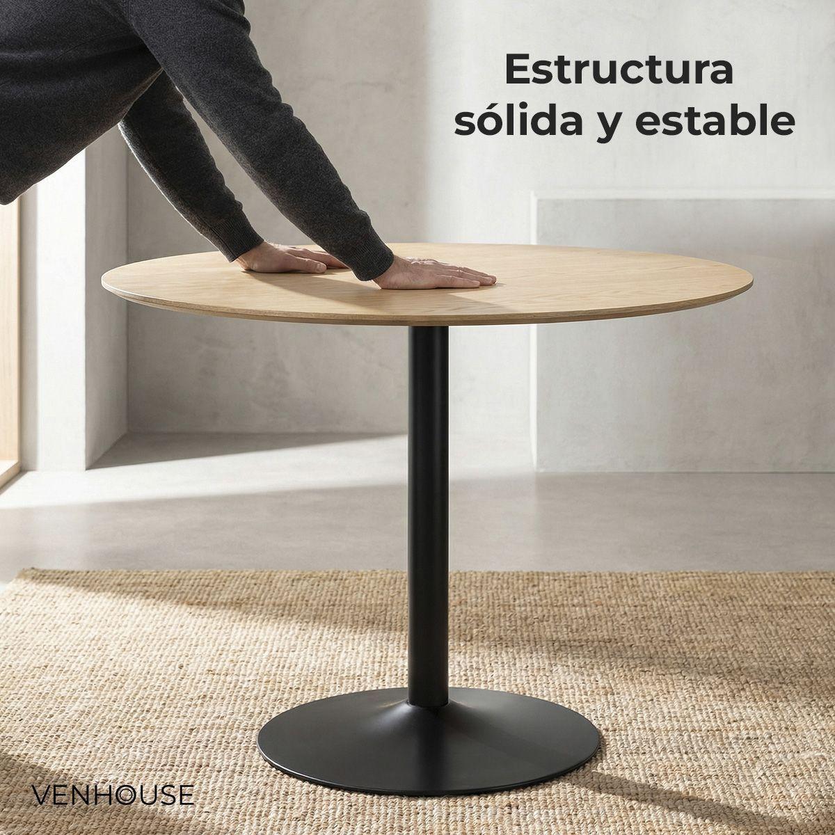 Mesa De Comedor Redonda Nordika Venhoouse Natural 80cm-6
