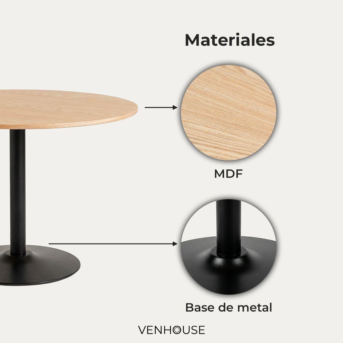 Mesa De Comedor Redonda Nordika Venhoouse Natural 80cm-1