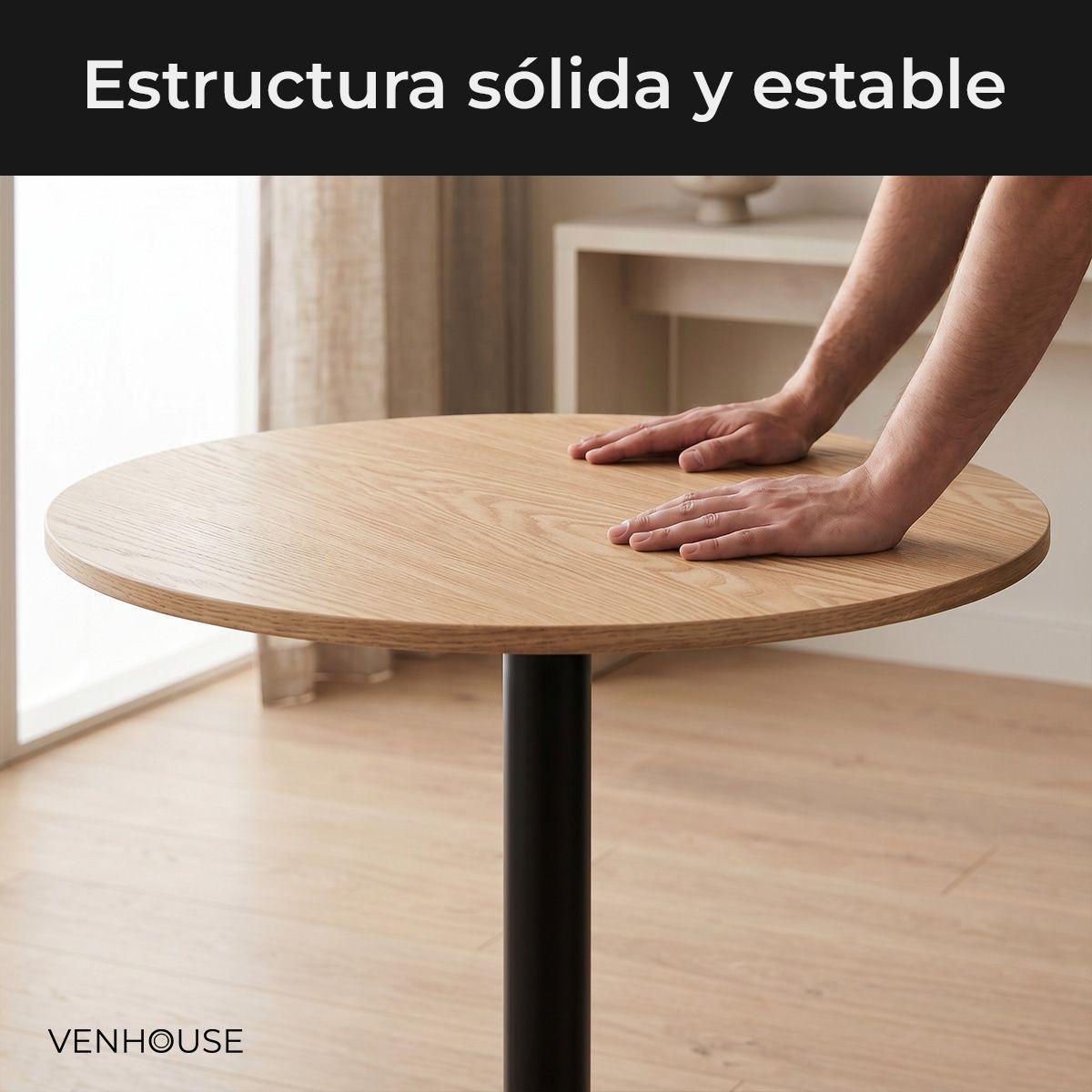 Mesa De Comedor Redonda Nordika Venhoouse Natural 80cm-4