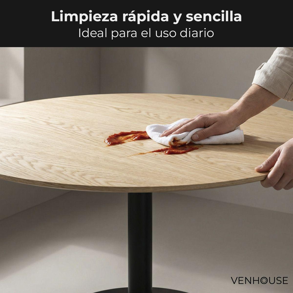 Mesa De Comedor Redonda Nordika Venhoouse Natural 80cm-5