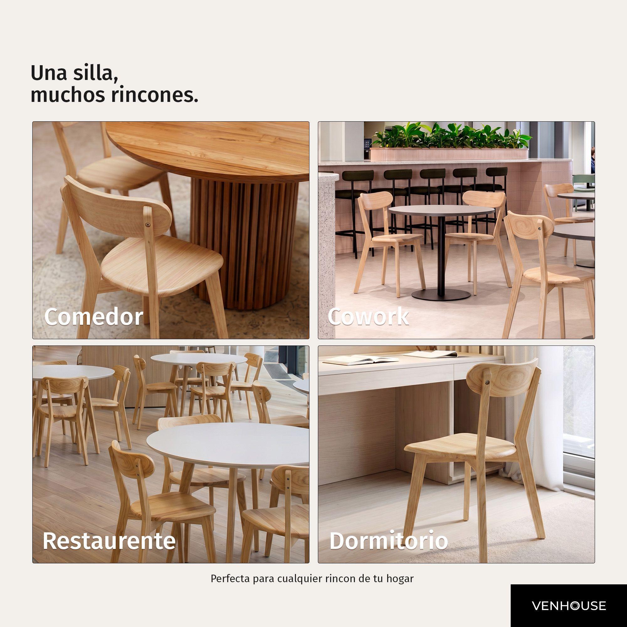 Pack 4 Sillas Para Comedor Cocina Madera Moderna Respaldo Curvo Fresno Naturales-5