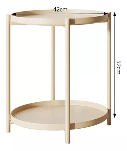 Mesa Lateral Auxiliar 2 Niveles Metalica Beige Venhoouse-1