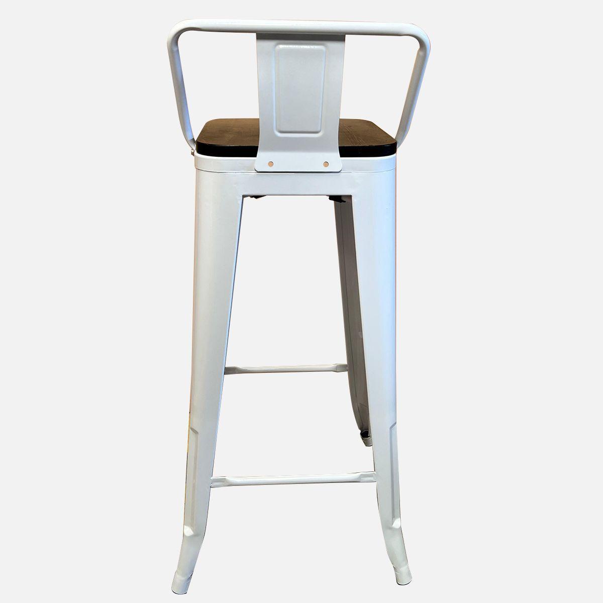 Pack 2 Taburetes Tolix De Madera 76cm Con Respaldo Venhouse Blancos-2