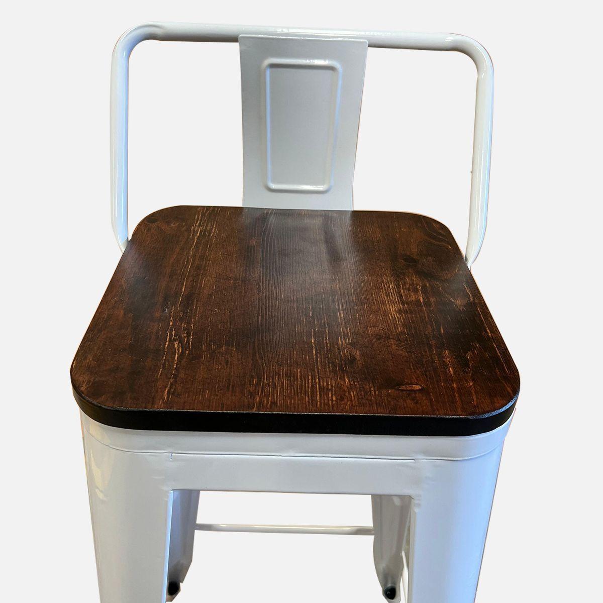 Pack 2 Taburetes Tolix De Madera 76cm Con Respaldo Venhouse Blancos-4