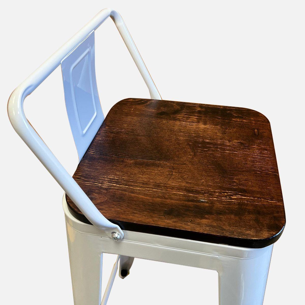 Pack 2 Taburetes Tolix De Madera 76cm Con Respaldo Venhouse Blancos-5