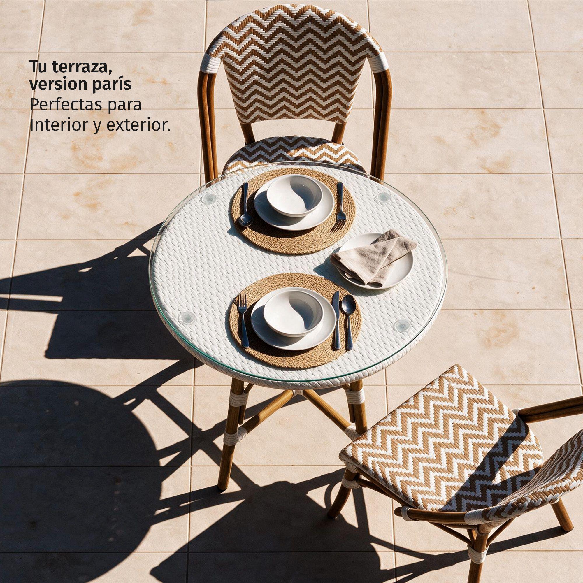 Pack 4 Sillas Exterior Terraza Jard n Rat n Aluminio Apilables Resistentes Parisina Beige-1