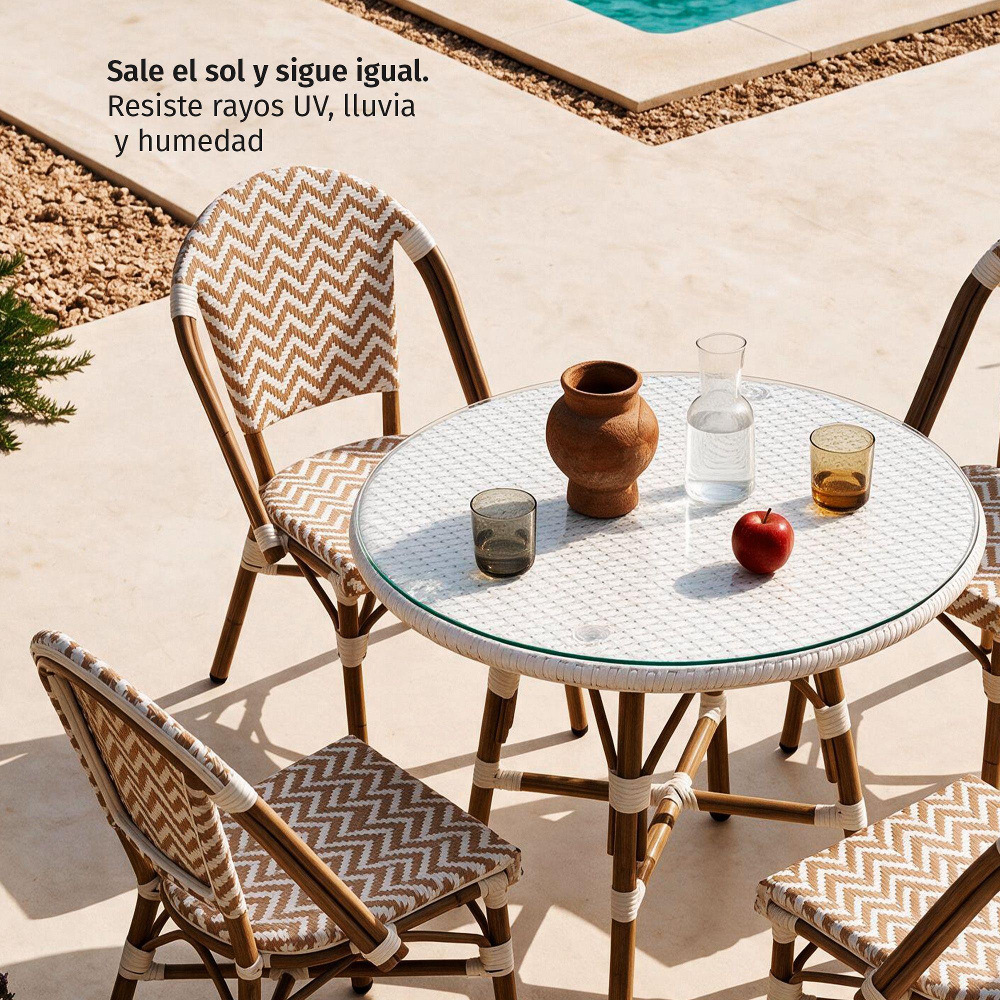 Pack 4 Sillas Exterior Terraza Jard n Rat n Aluminio Apilables Resistentes Parisina Beige-4
