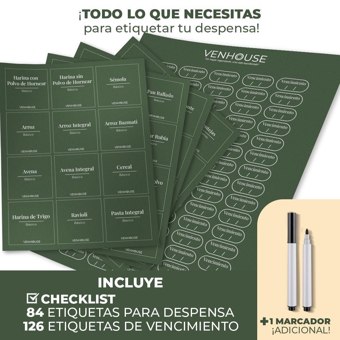 Set 4 Contenedores Herméticos Verde musgo Vidrio Cocina Despensa Bambú-2