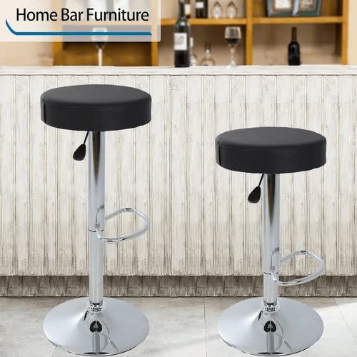 Pack 2 Taburetes Piso Bar Altura Regulable Negros Venhoouse-6