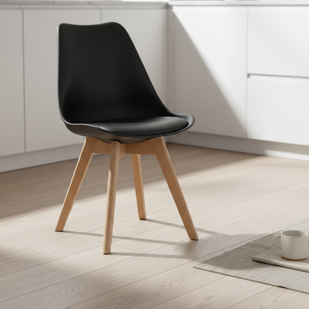 Silla Eames Acolchada Tulip Negra-0
