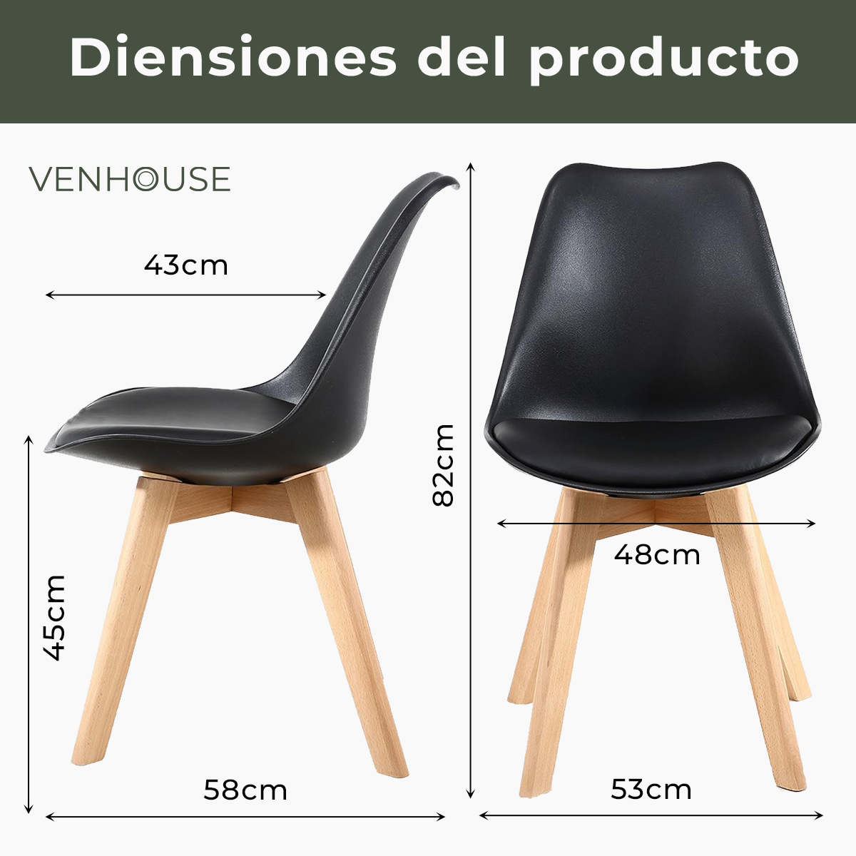 Silla Eames Acolchada Tulip Negra-4