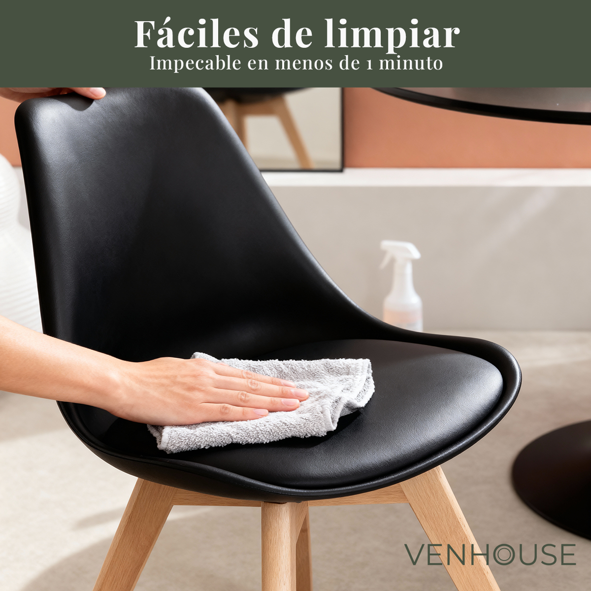 Silla Eames Acolchada Tulip Negra-6