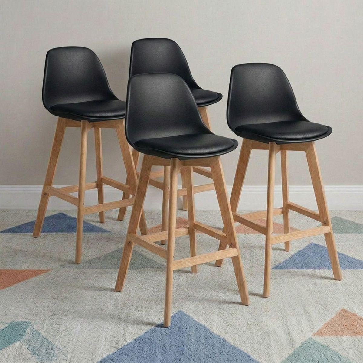 Pack 4 Taburetes Piso Bar Acolchado Altura 65cm Eames Tulip Negro-0