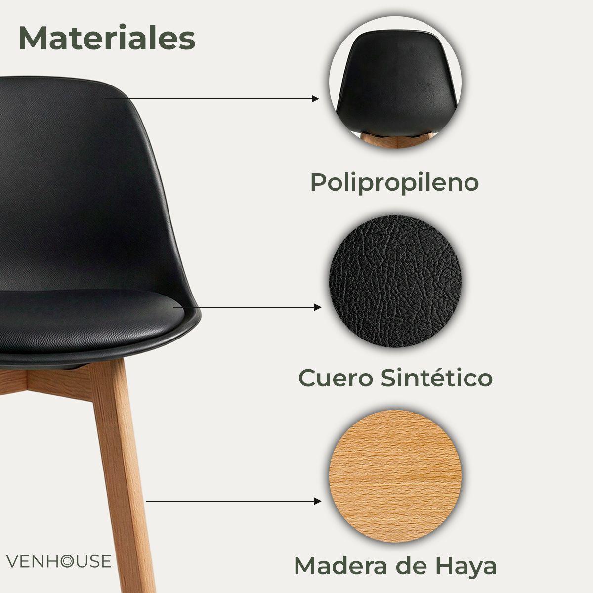 Pack 4 Taburetes Piso Bar Acolchado Altura 65cm Eames Tulip Negro-1