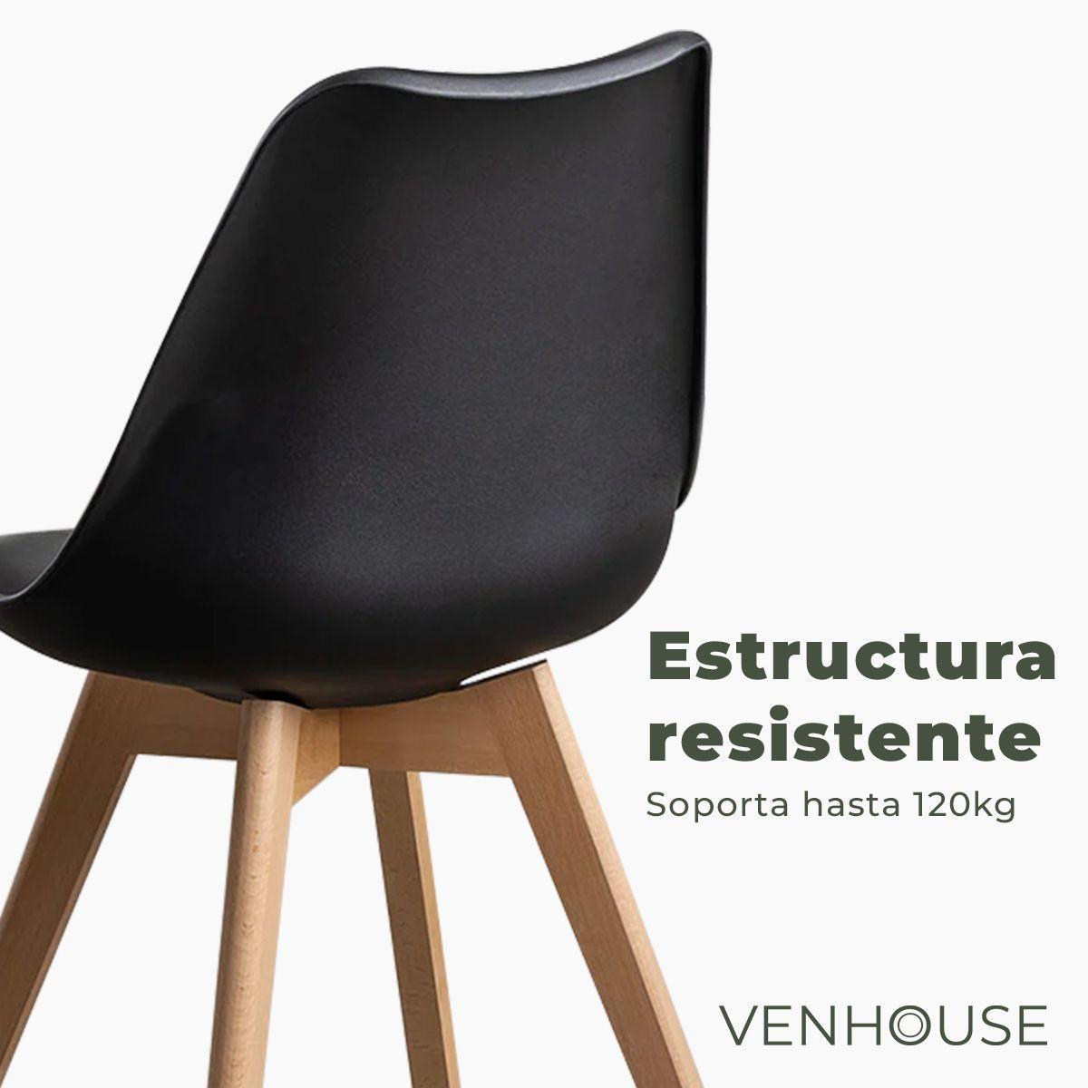 Pack 4 Taburetes Piso Bar Acolchado Altura 65cm Eames Tulip Negro-2