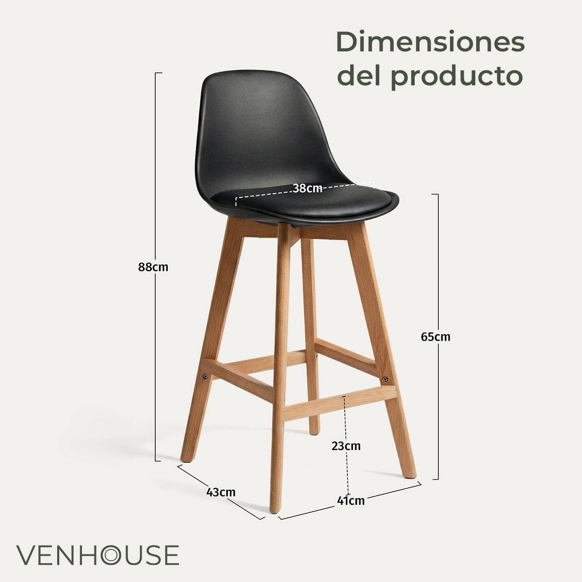 Pack 4 Taburetes Piso Bar Acolchado Altura 65cm Eames Tulip Negro-3