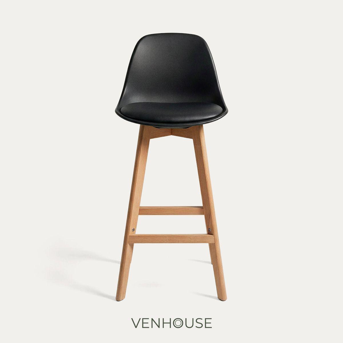 Pack 4 Taburetes Piso Bar Acolchado Altura 65cm Eames Tulip Negro-5