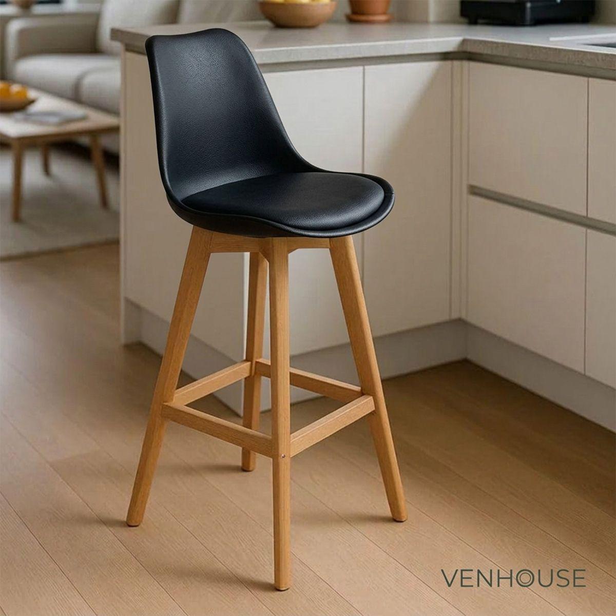 Pack 4 Taburetes Piso Bar Acolchado Altura 65cm Eames Tulip Negro-7