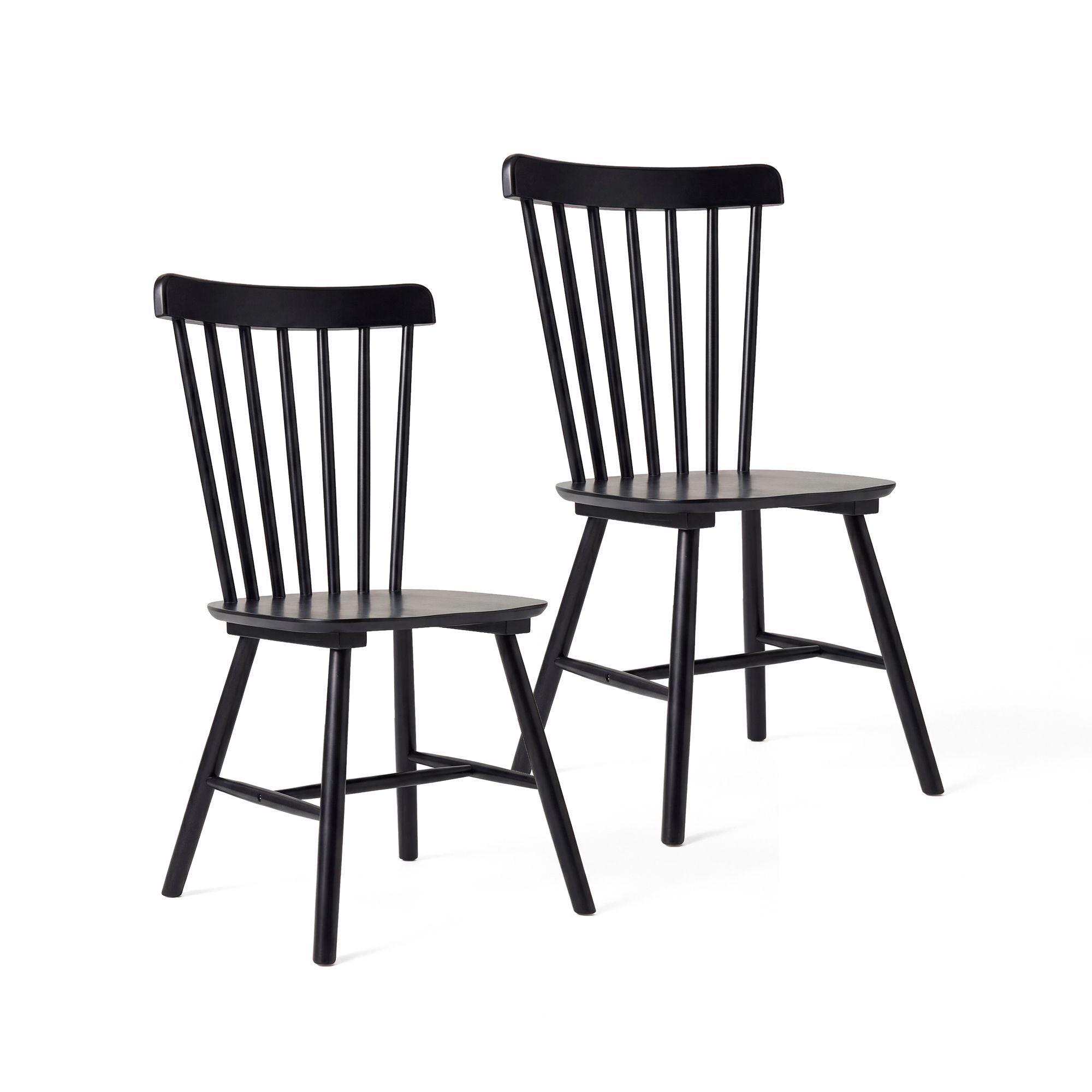 Pack 2 Sillas De Comedor Windsor Madera Negras Venhoouse-0
