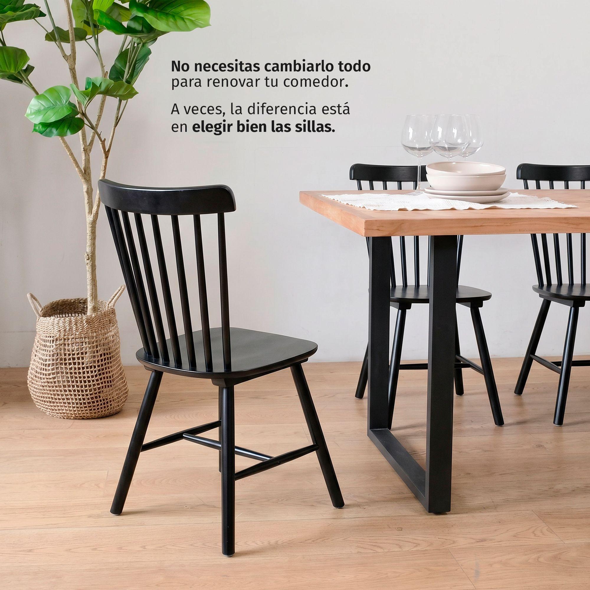Pack 2 Sillas De Comedor Windsor Madera Negras Venhoouse-1