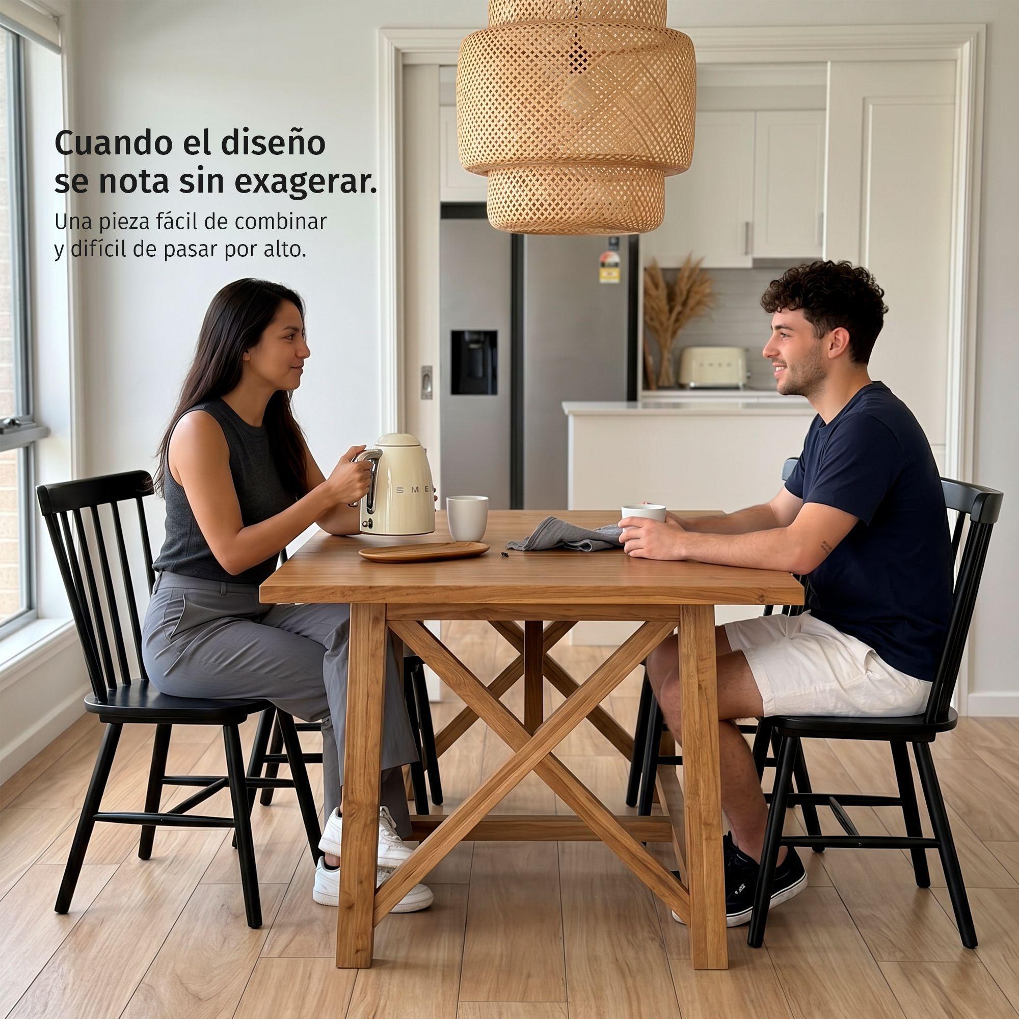 Pack 2 Sillas De Comedor Windsor Madera Negras Venhoouse-4
