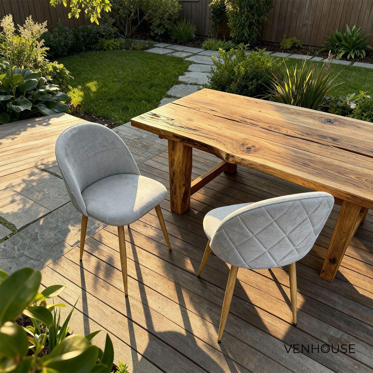 Silla Comedor Moderna Acolchada Metal Sora Venhoouse Felpa Gris-7