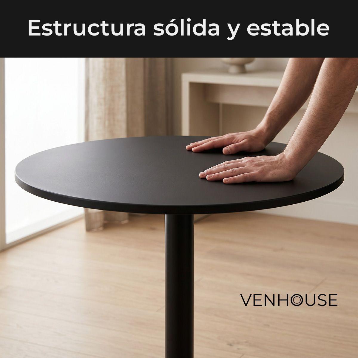 Mesa De Comedor Redonda Nordika  Venhoouse Negra 80cm-4