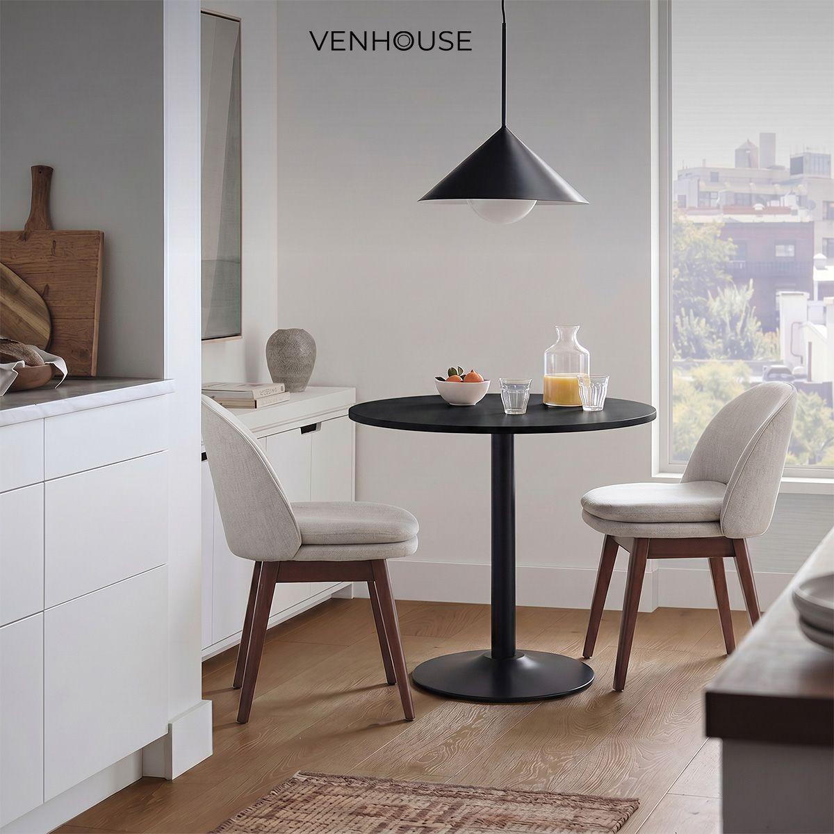 Mesa De Comedor Redonda Nordika  Venhoouse Negra 80cm-6
