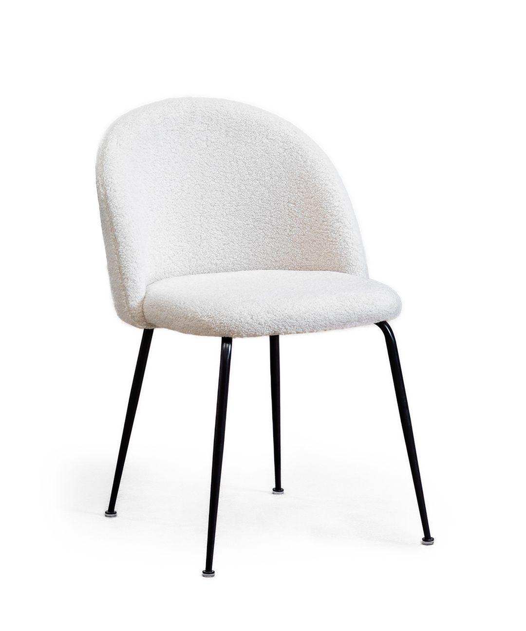Pack 2 Sillas De Comedor Sora Tapiz Boucle Blanca Patas Negras-0