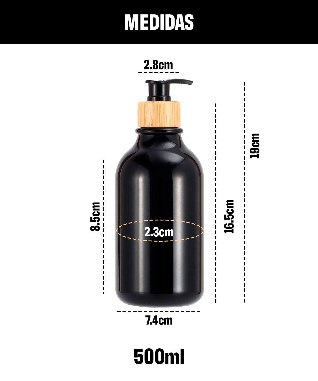 Venhoouse Pack 3 Dispensador De Jabón 500 Ml Plástico Bambú Negros-7