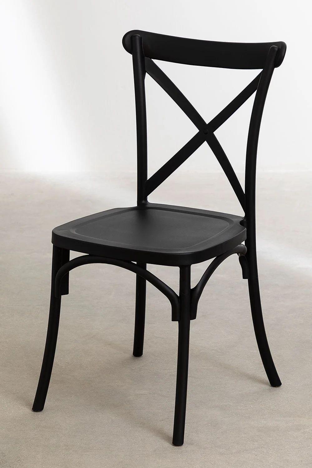 Silla Crossback Para Comedor Apilables  De Polipropileno Negra-3