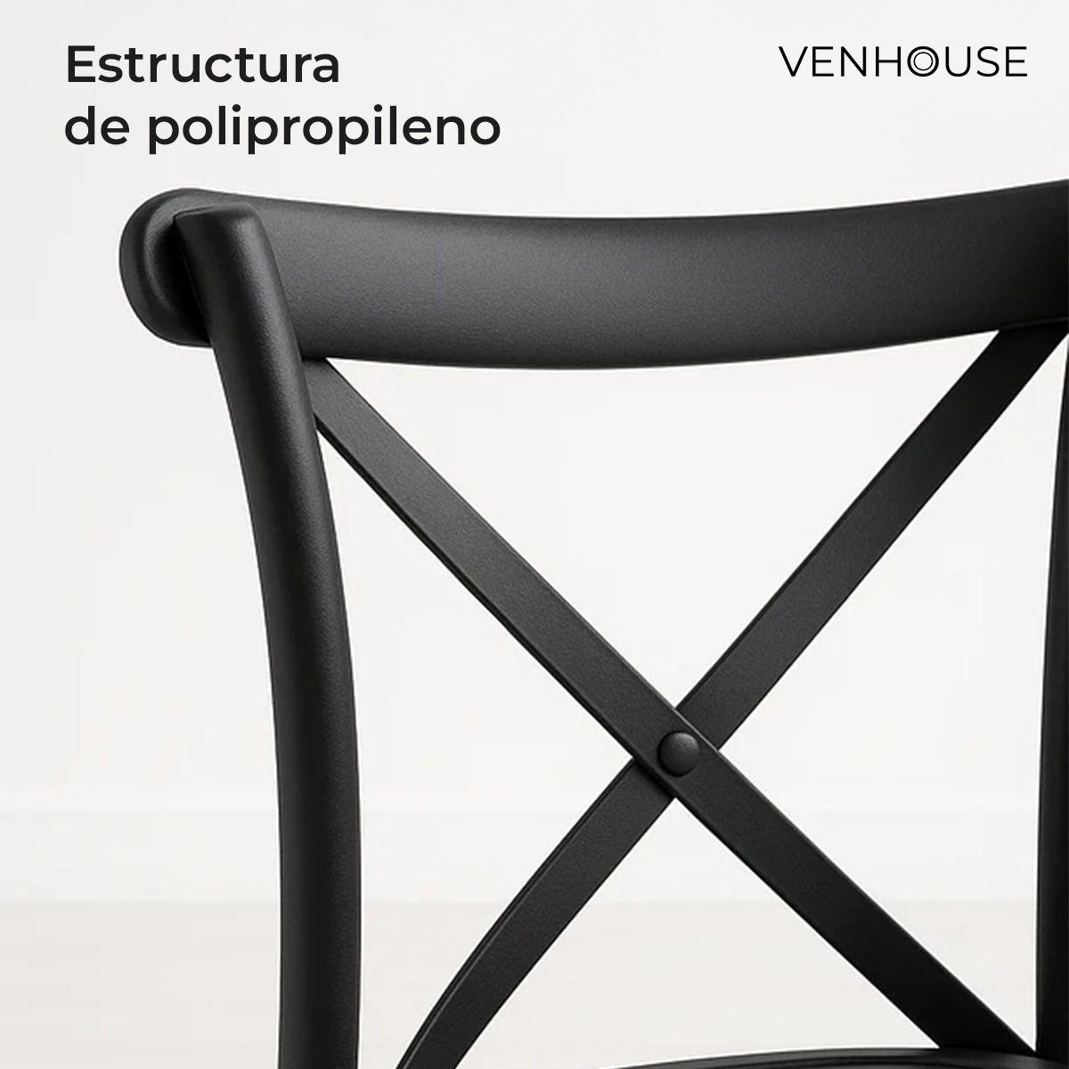 Silla Crossback Para Comedor Apilables  De Polipropileno Negra-1