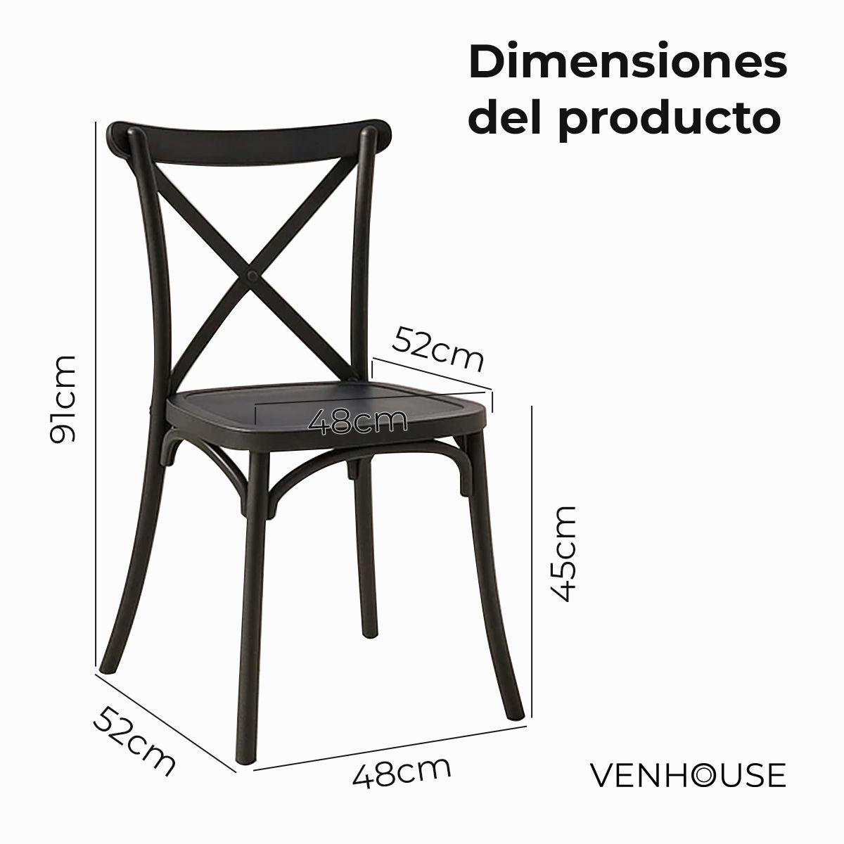 Silla Crossback Para Comedor Apilables  De Polipropileno Negra-4