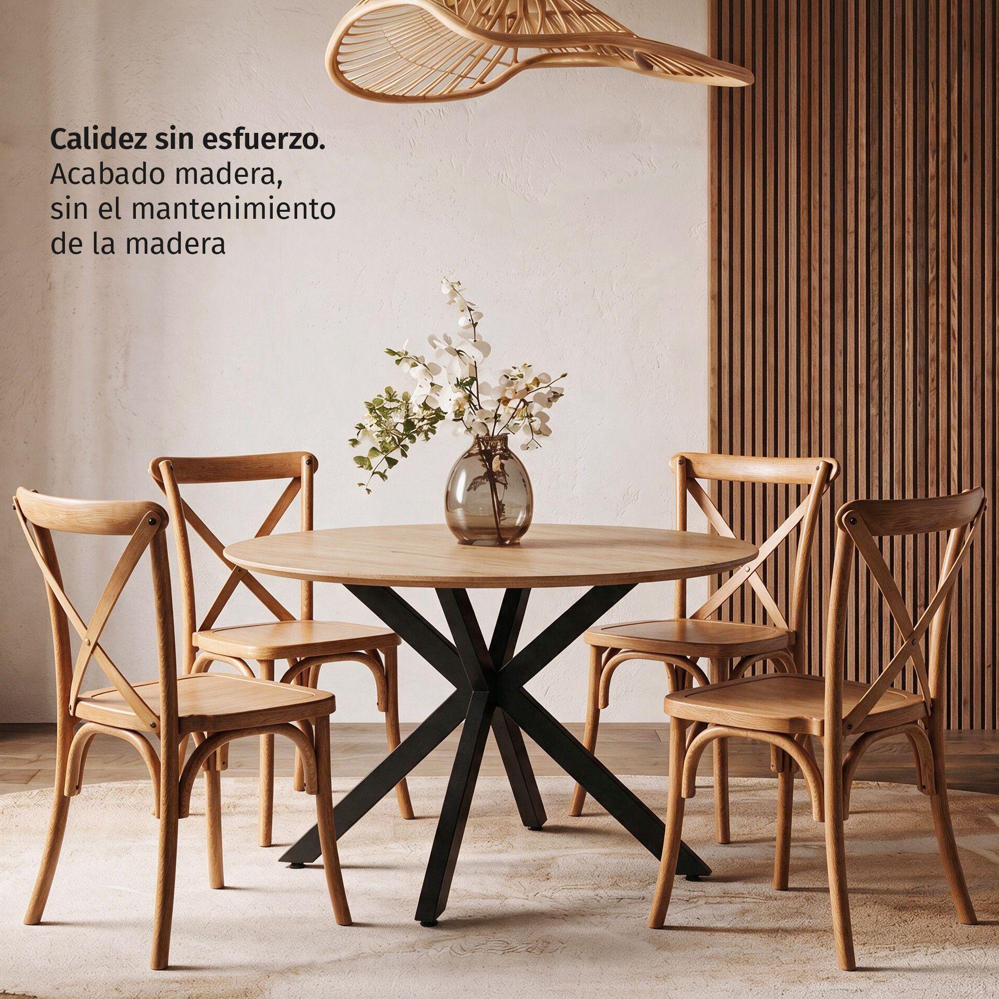 Pack 2 Sillas Terraza Comedor Crossback Apilables Polipropileno Acabado Madera-1