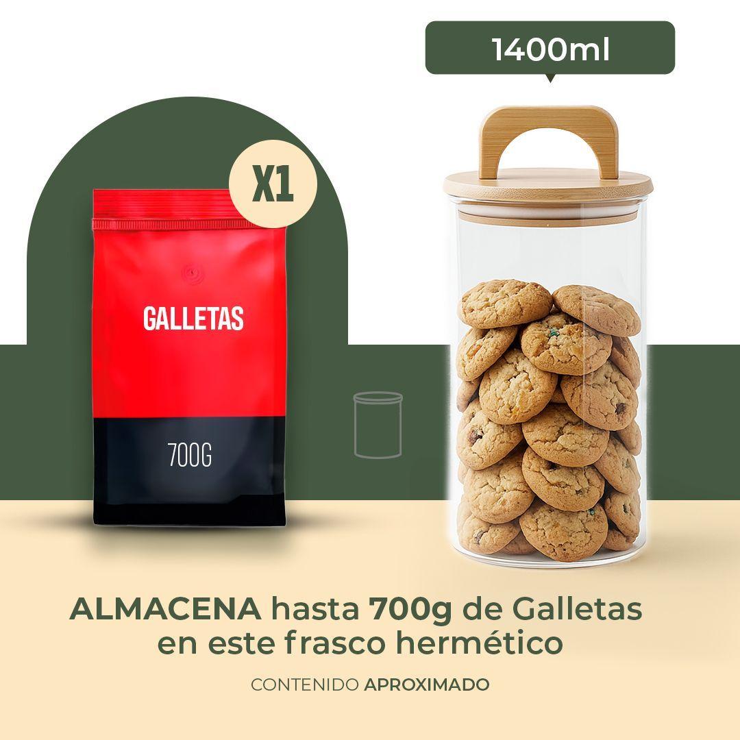 Pack 3 Contenedores Herméticos Vidrio Tapa Asa Bambú 1400ml-2