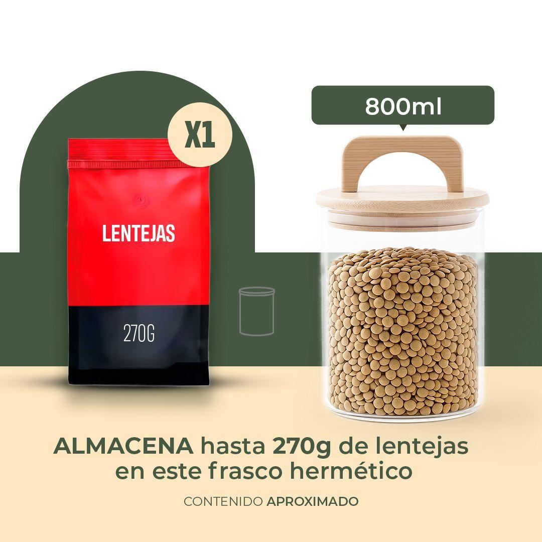 Pack 3 Contenedores Herméticos Vidrio Tapa Asa Bambú 800ml-2