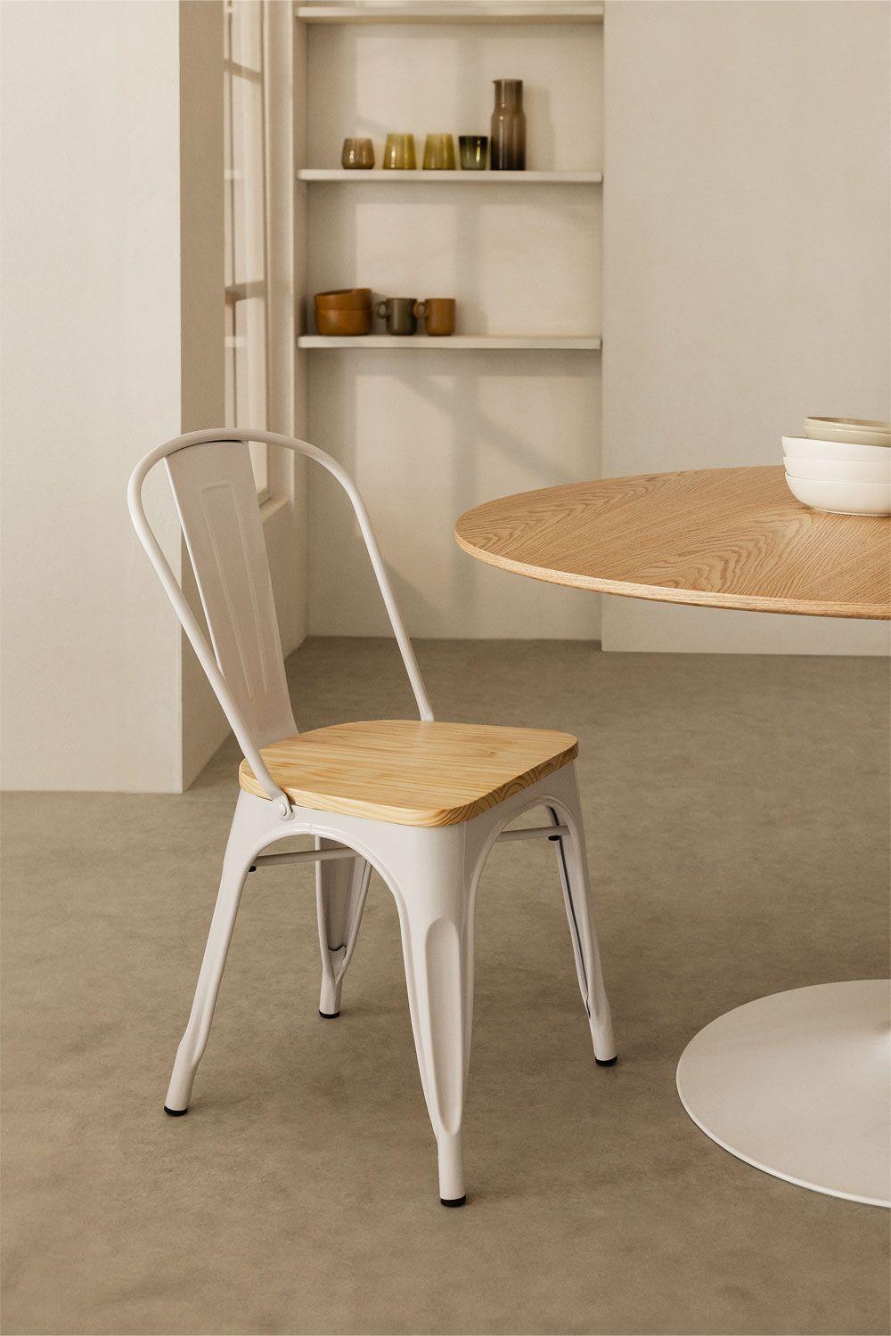 Pack 4 Sillas Tolix Blancas De Madera Comedor Venhouse-5