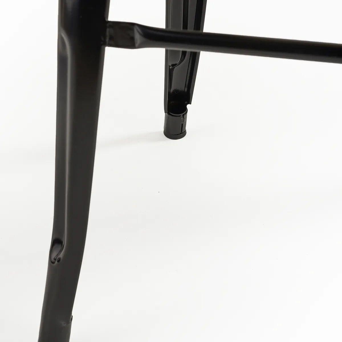 Taburete Tolix De Madera 76cm Con Respaldo Venhouse Negro-3