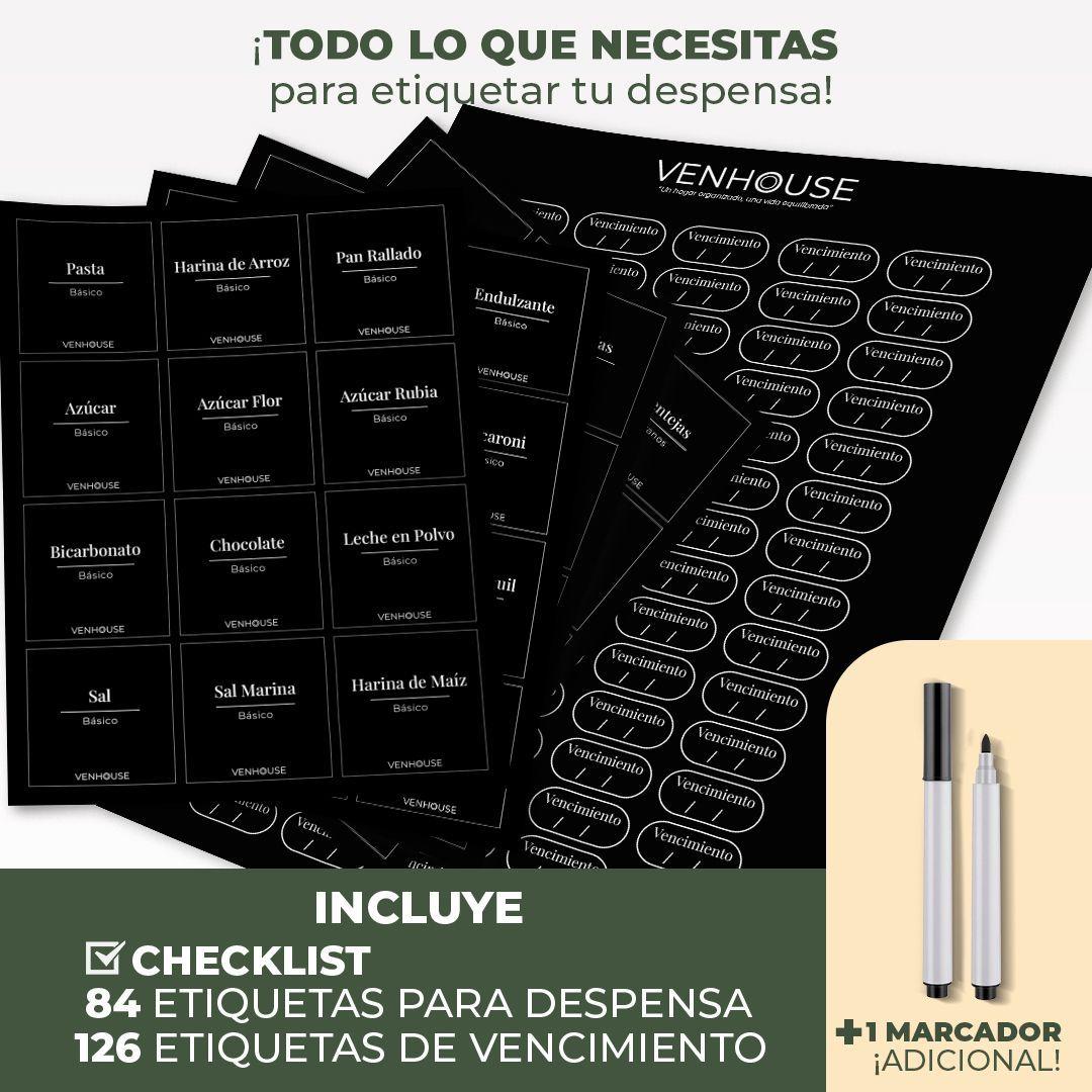 Set 5 Contenedores Herméticos Vidrio Cocina Acacia Con Asa Etiqueta Negra-2